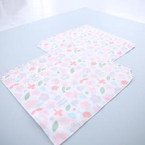 韓國 cuby n mom 純棉紗巾(10件裝)粉紅大花 35cm X 35cm