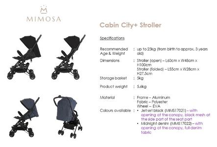 Mimosa Cabin City Stroller 可平躺便攜型嬰兒手推車MMS-17021